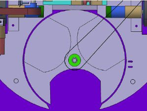 Top view of rotational storage device – puck receiving position