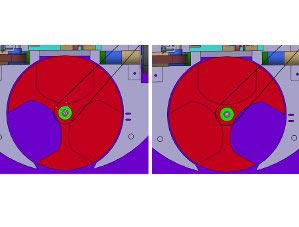 Top view of rotational storage device release positions 1 and 2