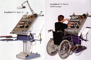 Desktops for the handicapped, individually adjustable 