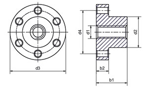 Flange lead screw nut dimensions [mm]