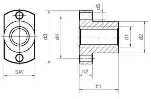 drylin lead screw nuts spanner flats Form F