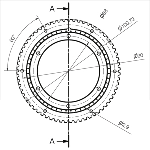 Slewing ring bearing with gear teeth