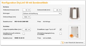 DryLin® W configuration with special parts