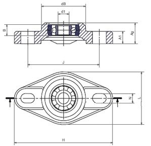 Flange ball bearing