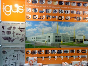 The igus® exhibition stand from the front