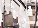 Lift platform in a meat processing plant